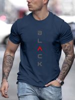 Men's Dark Printing Print Sports Casual Commuting All-match Short-Sleeve T-shirt Side-by-side Optional
