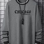 CHICAGO Print Men's Street Daily Long Sleeve High Stretch T-shirt, Spring Fall Outdoor, Men's Clothing - Image 5