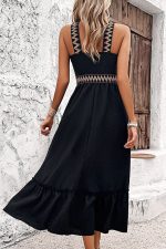 Solid Color Patchwork Side Slit Dress - Image 6
