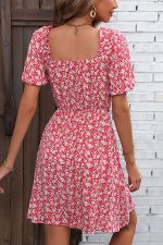 Floral Print Tie Front Short Sleeve Dress - Image 6