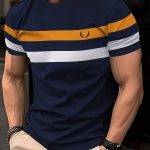 Men's Stripe Pattern Crew Neck And Short Sleeve T-shirt, Casual And Chic Tops For Summer Outdoors Activities - Image 4