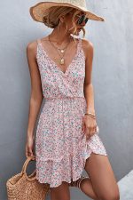 Floral Print Frill Sleeveless Casual Dress - Image 2