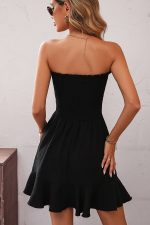 Smocked Chest Bandeau Solid Color Dress - Image 6