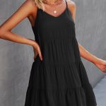 Fashion Solid Color Ruffle Hem Mini Dress