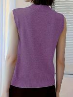 Solid Knit Mock Neck Tank Top, Casual Sleeveless Tank Top, Women's Clothing - Image 11