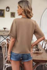 V Neck Patchwork Solid Casual Tops - Image 6