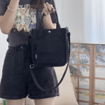 Mini Canvas Tote Bag With Top Handle, Multi Pockets Crossbody Bag, Portable Lunch Box Storage Bag - Image 4