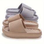 Simple Solid Color Slides, Casual Open Toe Soft Sole Shoes, Comfortable Indoor Home Bathroom Slides - Image 9