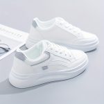 Women's Platform Skate Shoes, Versatile Height Increasing Lace Up Low Top Shoes, Outdoor Walking White Shoes - Image 13