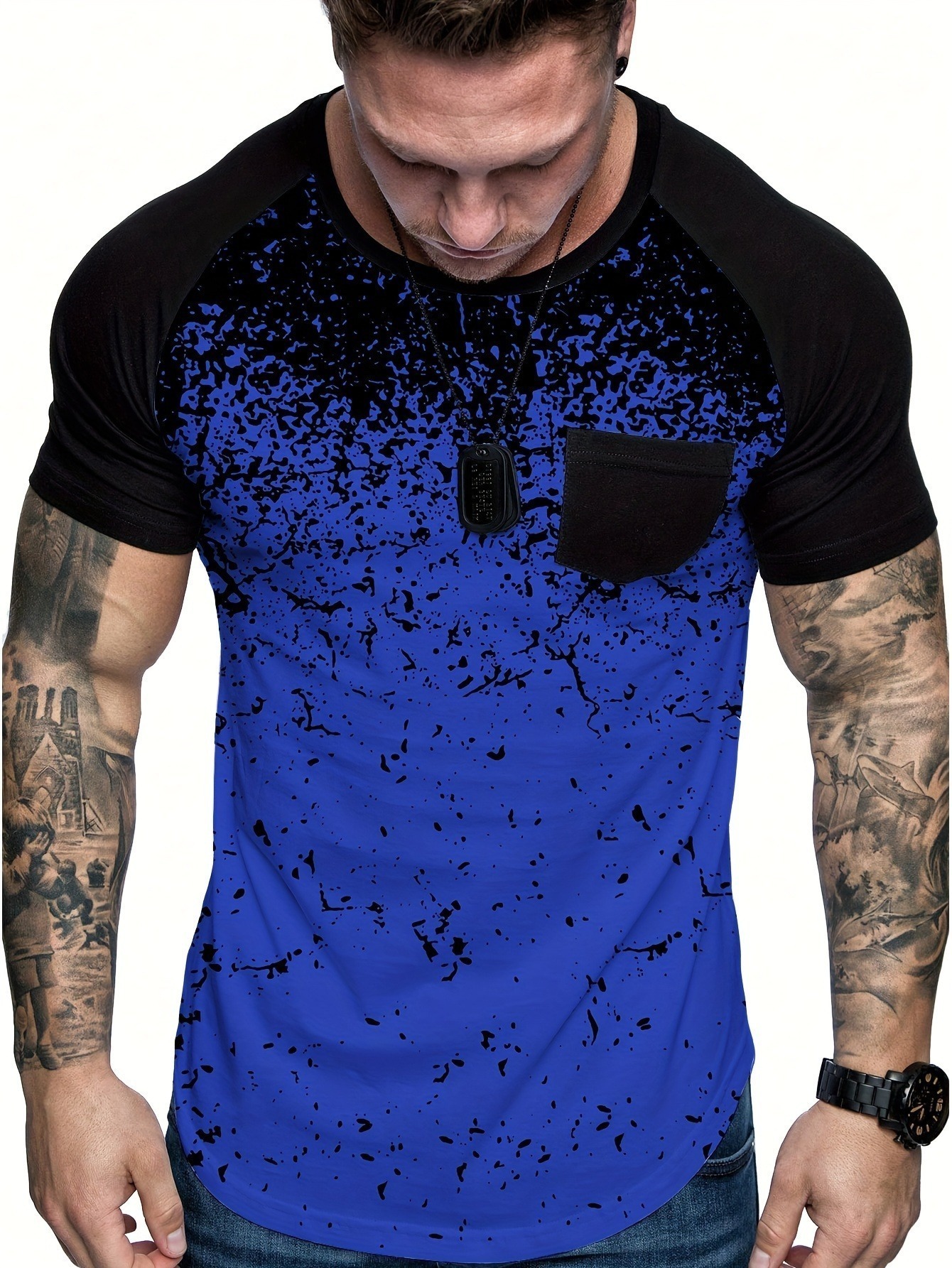 13cdd0f3-ca2f-48e3-b006-3446ec32973f.jpg Chic Printed T-shirt, Men's Casual Street Style Stretch Round Neck Tee Shirt For Summer - Image 1