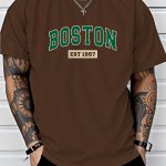 Letter Print Men's Creative Top, Casual Short Sleeve Crew Neck T-shirt, Men's Clothing For Summer Outdoor - Image 8