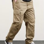 Men's Classic Solid Color Cargo Pants with Multiple Flap Pockets, Straight-Leg, Drawstring Waist, Loose Fit for Hiking, Fishing, Streetwear, and Outdoor Camping Casual Style - Image 4