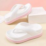 Women's Contrast Color Flip Flops, Soft Sole Platform Slip On EVA Vacation Slides, Non-slip Beach Slides - Image 6