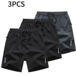 3pcs Men's Solid Fashion Active Shorts, Drawstring Shorts With Zipper Pockets For Summer Training, Summer Daily - Image 2