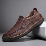Men's Stitching Casual Loafers, Breathable Wear-resistant Anti-skid Slip On Shoes For Outdoor Walking Driving, Spring Summer And Autumn