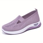 Women's Solid Color Knitted Sneakers, Soft Sole Platform Casual Walking Shoes, Low-top Breathable Daily Shoes - Image 13