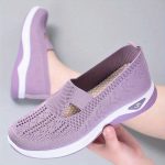 Women's Solid Color Knitted Sneakers, Soft Sole Platform Casual Walking Shoes, Low-top Breathable Daily Shoes - Image 11