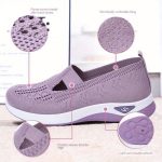 Women's Solid Color Knitted Sneakers, Soft Sole Platform Casual Walking Shoes, Low-top Breathable Daily Shoes - Image 8