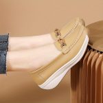 Women's Casual Loafers, Metallic Buckle Decor Slip On Shoes, Casual Comfortable Soft Sole Walking Shoes - Image 10