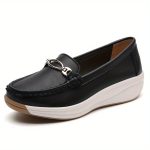 Women's Casual Loafers, Metallic Buckle Decor Slip On Shoes, Casual Comfortable Soft Sole Walking Shoes - Image 6