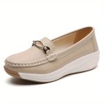 Women's Casual Loafers, Metallic Buckle Decor Slip On Shoes, Casual Comfortable Soft Sole Walking Shoes - Image 2
