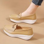 Women's Casual Loafers, Metallic Buckle Decor Slip On Shoes, Casual Comfortable Soft Sole Walking Shoes