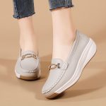 Women's Casual Loafers, Metallic Buckle Decor Slip On Shoes, Casual Comfortable Soft Sole Walking Shoes - Image 11