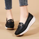 Women's Casual Loafers, Metallic Buckle Decor Slip On Shoes, Casual Comfortable Soft Sole Walking Shoes - Image 14