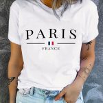 PARIS Print T-shirt, Short Sleeve Crew Neck Casual Top For Summer & Spring, Women's Clothing - Image 4