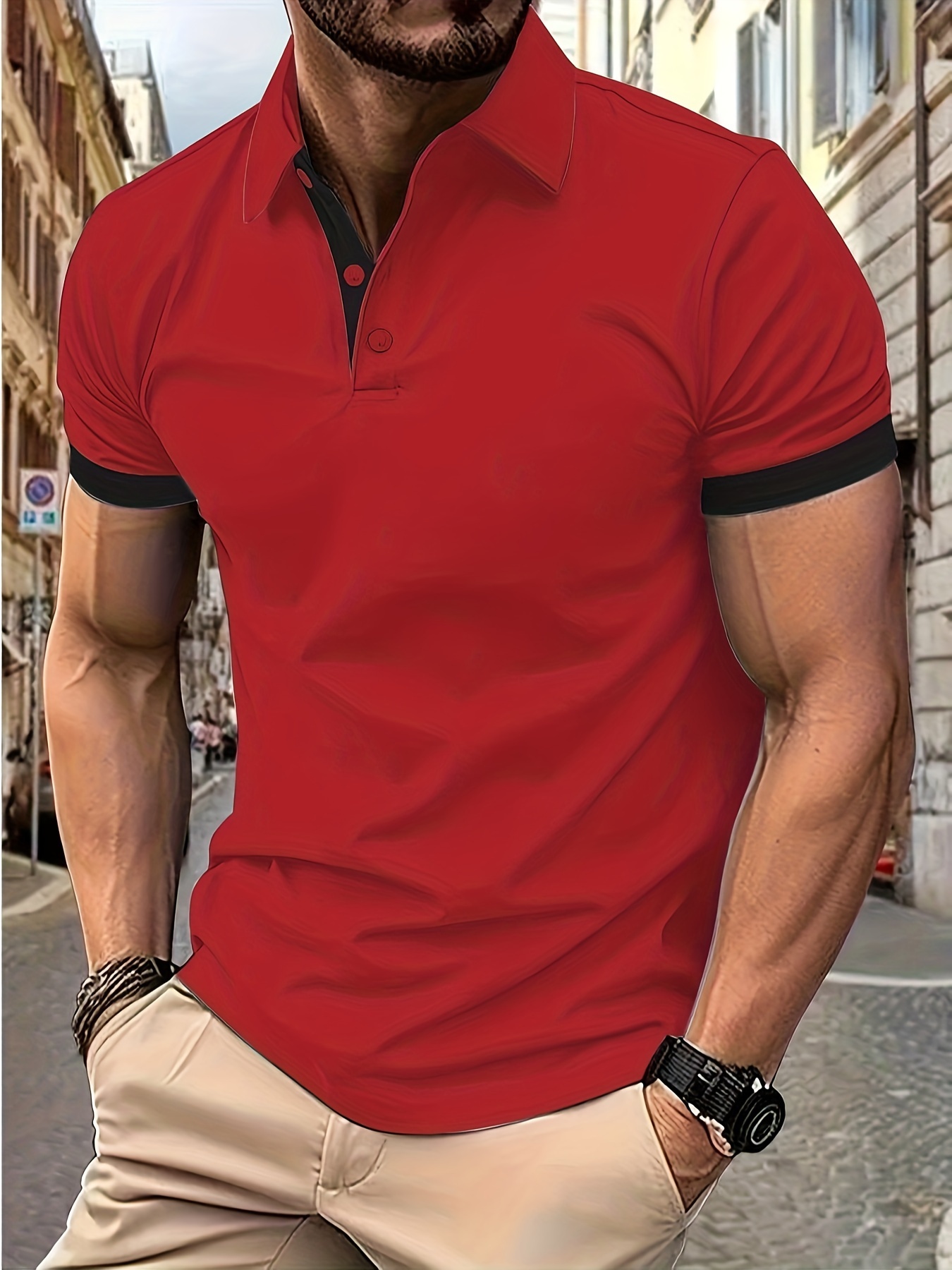 198055fd-6589-444f-93f4-5b4ac849b36c.jpg Breathable Regular Fit Golf Shirt, Men's Casual V-Neck T-Shirt Short Sleeve For Summer, Men's Clothing - Image 1
