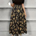 Lace Up Floral Print Splicing Dress, Elegant Crew Neck Short Sleeve Dress For Spring & Summer, Women's Clothing - Image 3