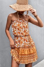 Bohemian Floral Print Smocked Mini Dress - Image 3