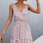 Floral Print Frill Sleeveless Casual Dress