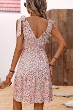Floral Print Tie Shoulder V Neck Dress - Image 5