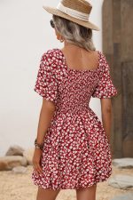 Floral Print Puff Sleeves Ruffled Mini Dress - Image 5