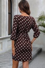 Fashion Dots Print Tie Waist Casual Dress - Image 5