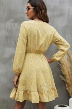 V Neck Floral Print Ruffled Mini Dress - Image 5