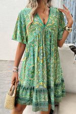 Fashion V Neck Printed Casual Dress - Image 4