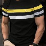 Men's Stripe Pattern Crew Neck And Short Sleeve T-shirt, Casual And Chic Tops For Summer Outdoors Activities - Image 5