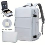 Large Capacity Travel Backpack With Shoe Compartment, Dacron Lightweight Laptop Daypack With Charging Port, Fashion Travel Commuter Bag - Image 8