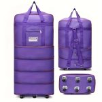 Expandable Wheeled Luggage Backpack, Foldable Large Capacity Travel Bag With Silent Resistant Wheel, Ideal For Business Trips & Studying Abroad - Image 12