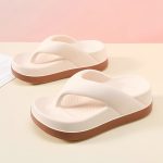 Women's Contrast Color Flip Flops, Soft Sole Platform Slip On EVA Vacation Slides, Non-slip Beach Slides - Image 10