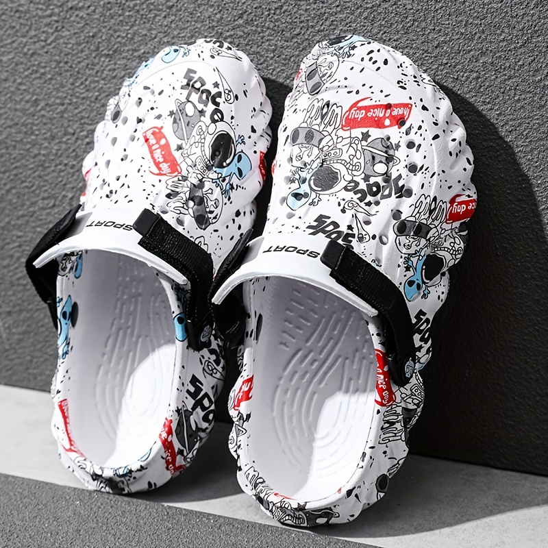 1f6de690-a462-4820-86fc-2578c28f8b91.jpg Unisex Graffiti Print Clogs, Fashion Breathable EVA Summer Beach Slide Shoes, Casual Outdoor Garden Sandals - Image 1