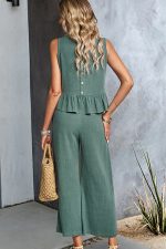 Ruffle Hem Solid Two Pieces Set - Image 2