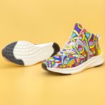Women's Graffiti Print High-Top Lace-Up Sneakers, Reflective Safety Straps Detail Sneakers, Women's Footwear - Image 4
