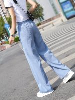 Minimalist Solid Drawstring Pants, Casual Long Length Elastic Waist Wide Leg Pants, Women's Clothing - Image 6