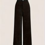 Corduroy High Waist Pants, Vintage Straight Leg Pants For Spring & Fall, Women's Clothing - Image 2