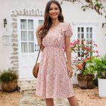 Ruffled Floral Print Short Sleeves Midi Dress - Image 6