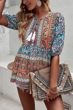 Bohemian Floral Short Sleeve Casual Tops - Image 4
