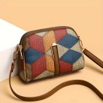 Mini Colorblock Crossbody Bag, Retro Rhombus Pattern Purse, Fashion Shoulder Bag For Women - Image 8
